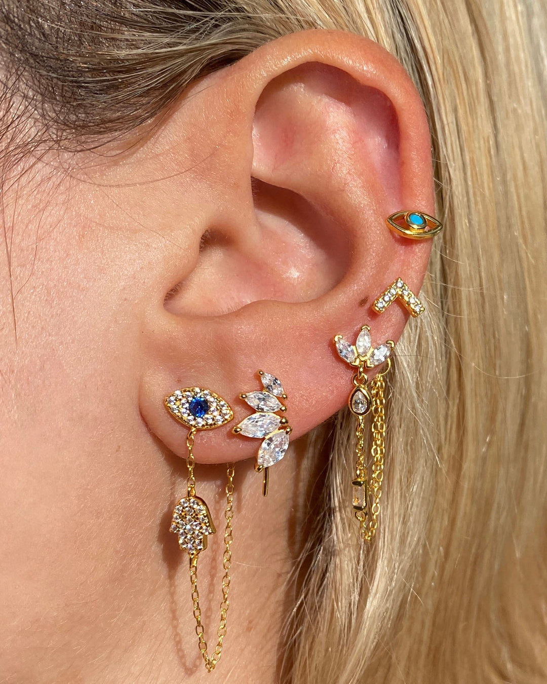 Sun Dangling Eye Earring