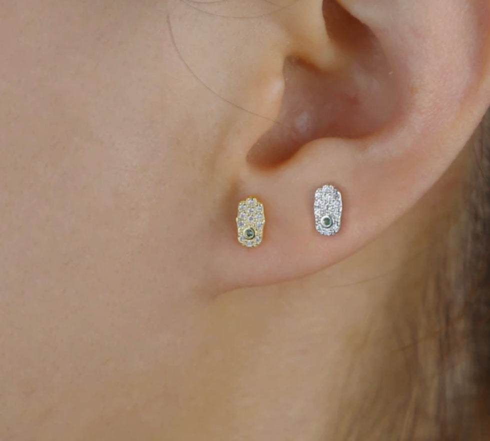 Hamsa Stud Earrings Sterling Silver