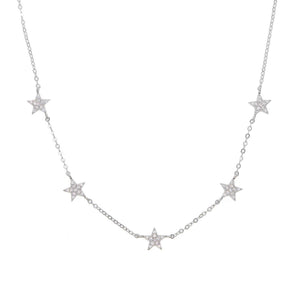 Pave Star Charm Necklace Sterling Silver