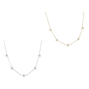 Pave Star Charm Necklace Sterling Silver