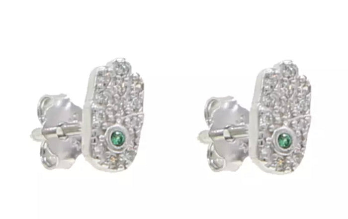 Hamsa Stud Earrings Sterling Silver