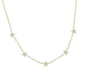 Pave Star Charm Necklace Sterling Silver
