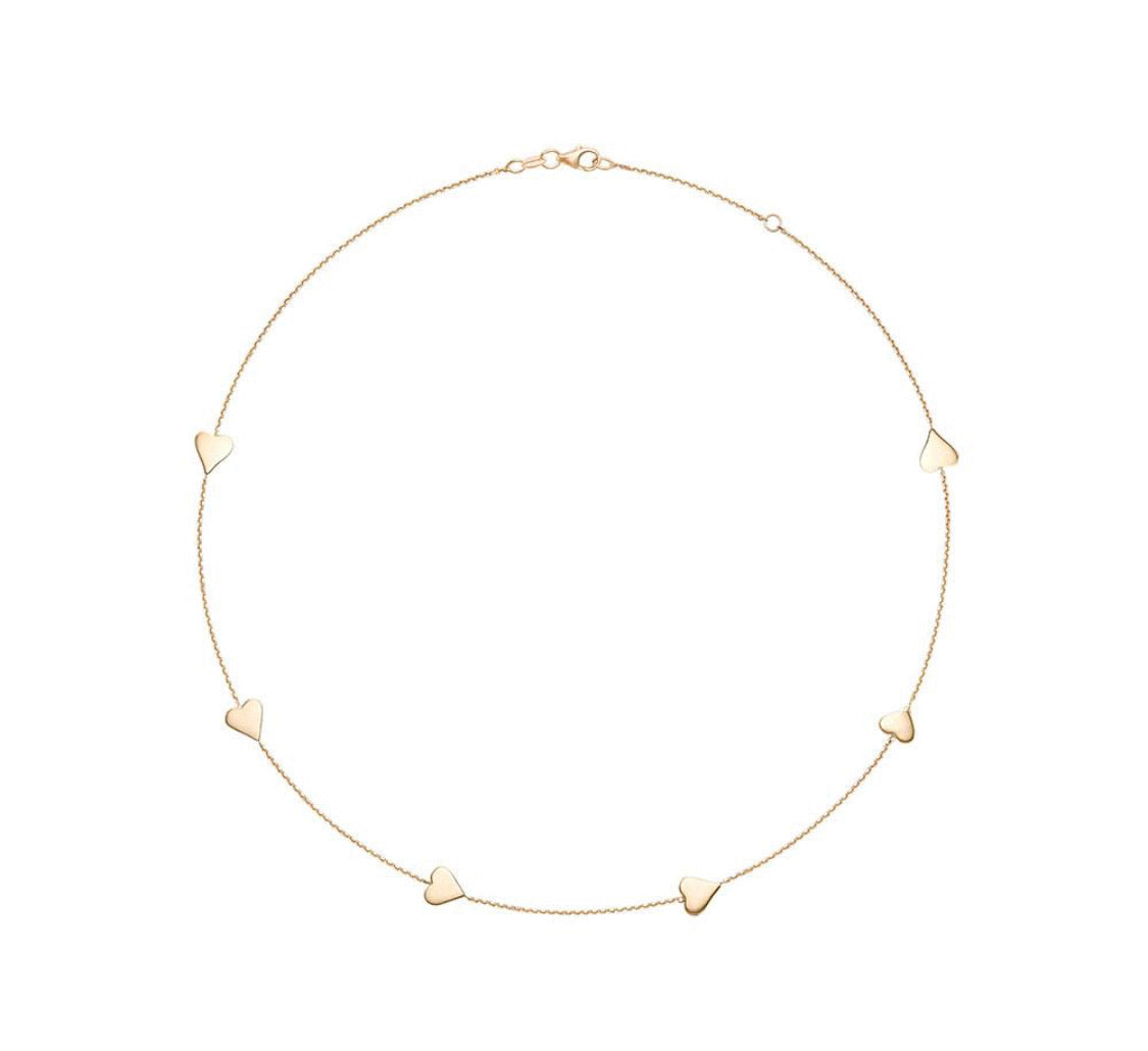 Gold Heart By The Yard Necklace Sterling Silver