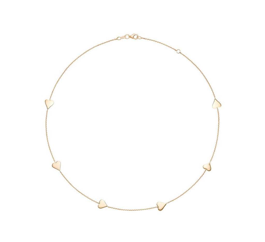Gold Heart By The Yard Necklace Sterling Silver