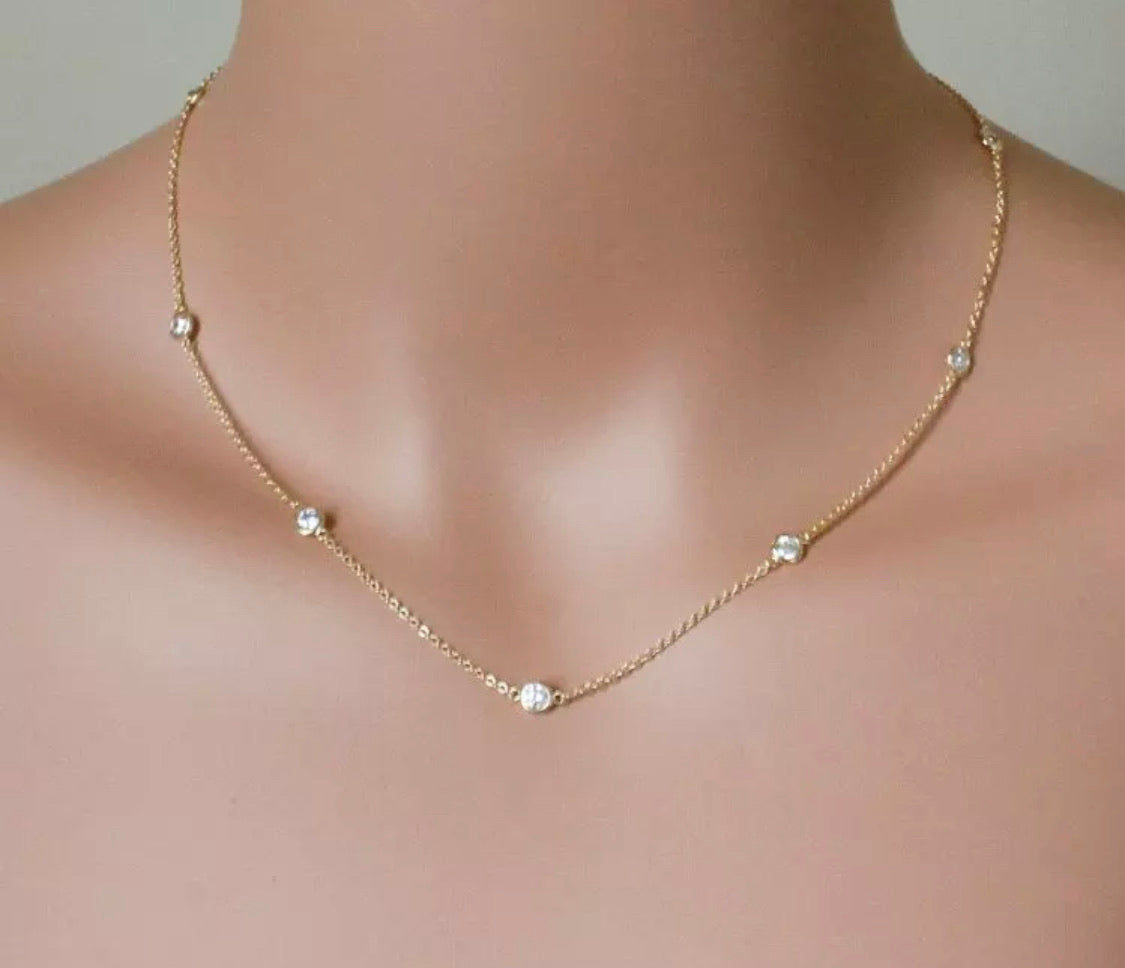 Sterling Silver Diamond by the yard necklace