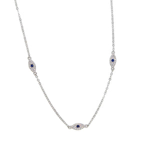Lea Sterling Silver Triple Evil Eye Necklace