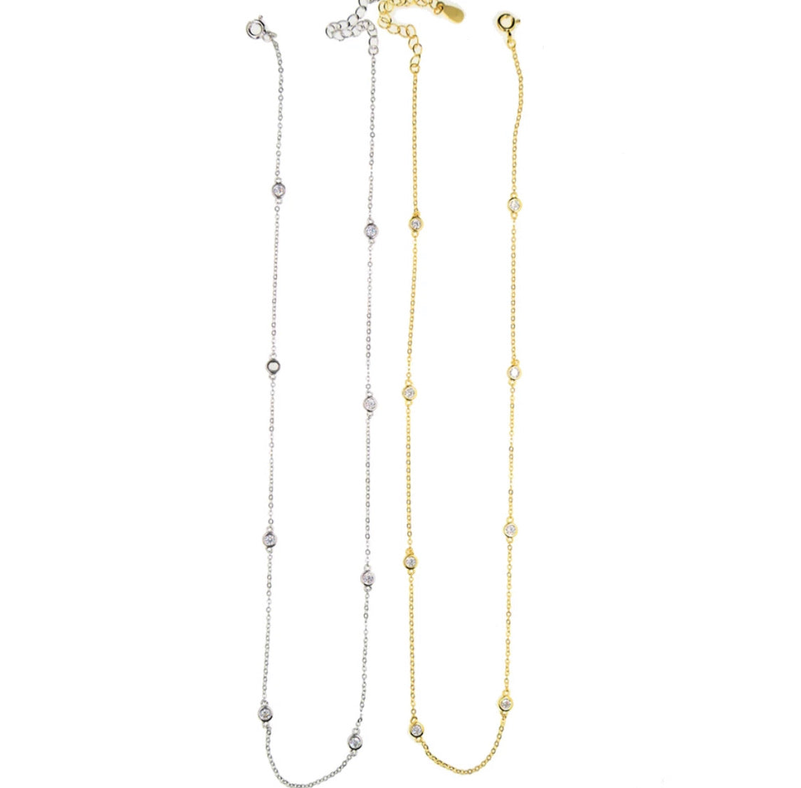 Sterling Silver Diamond by the yard necklace