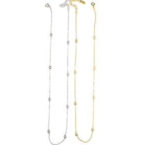 Sterling Silver Diamond by the yard necklace