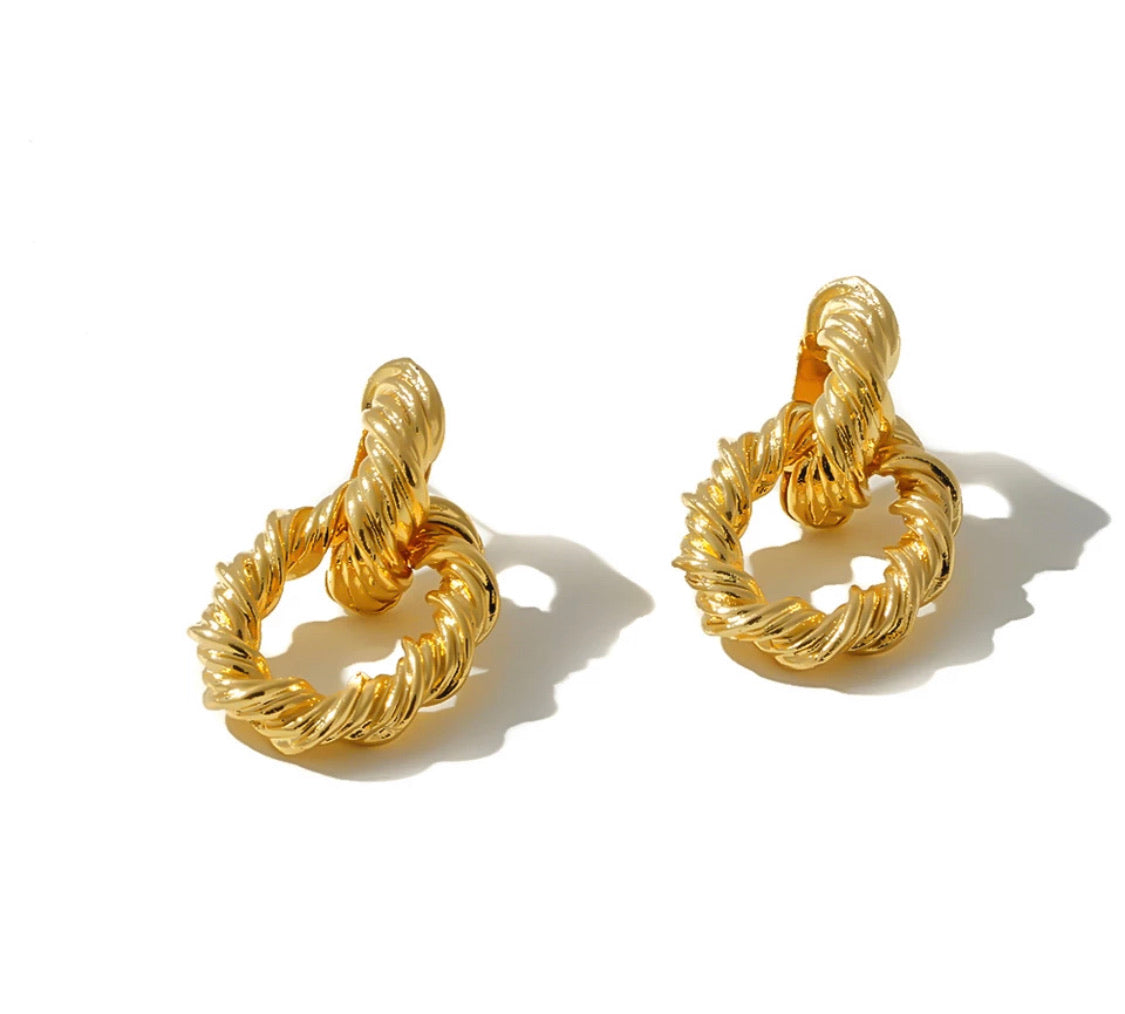 Twisted Gold Dangle Earrings