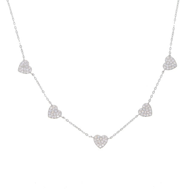 Libby Pave Heart Necklace Fine Jewelry in Silver